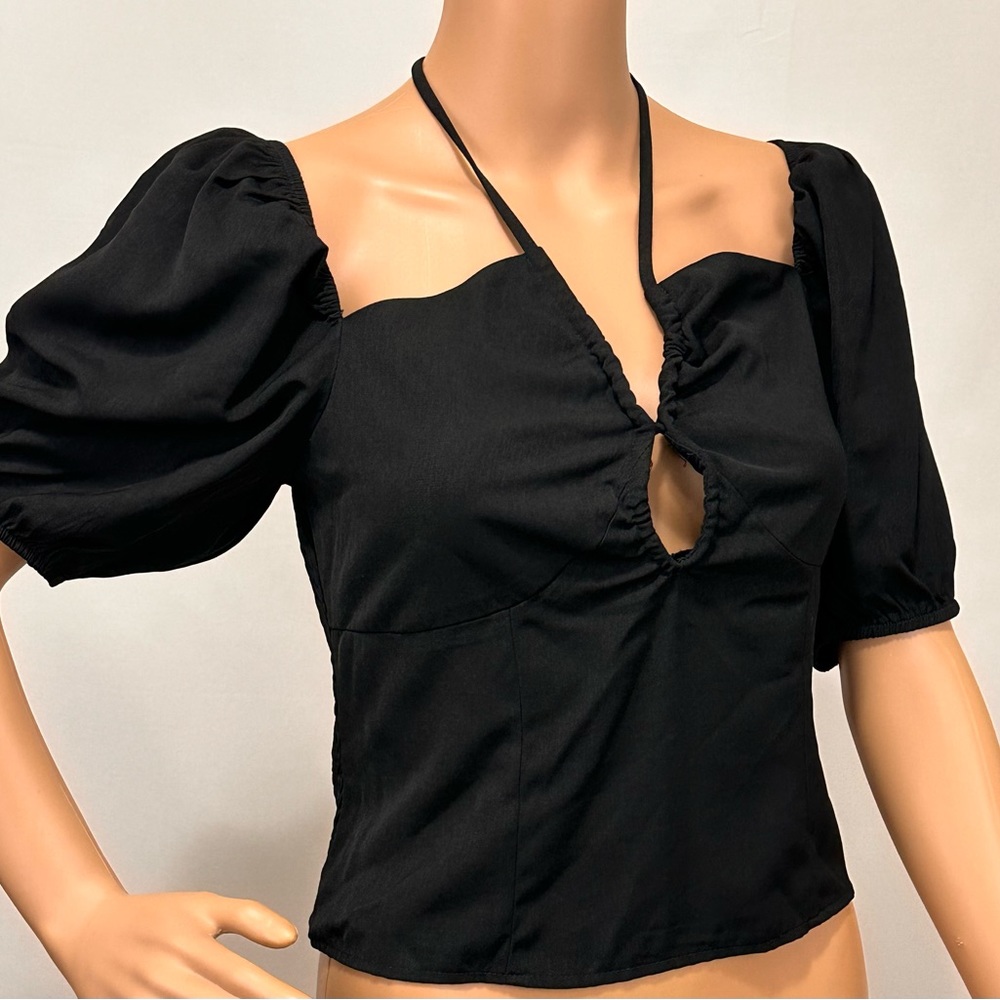 Elegant Black Puff Sleeve Top